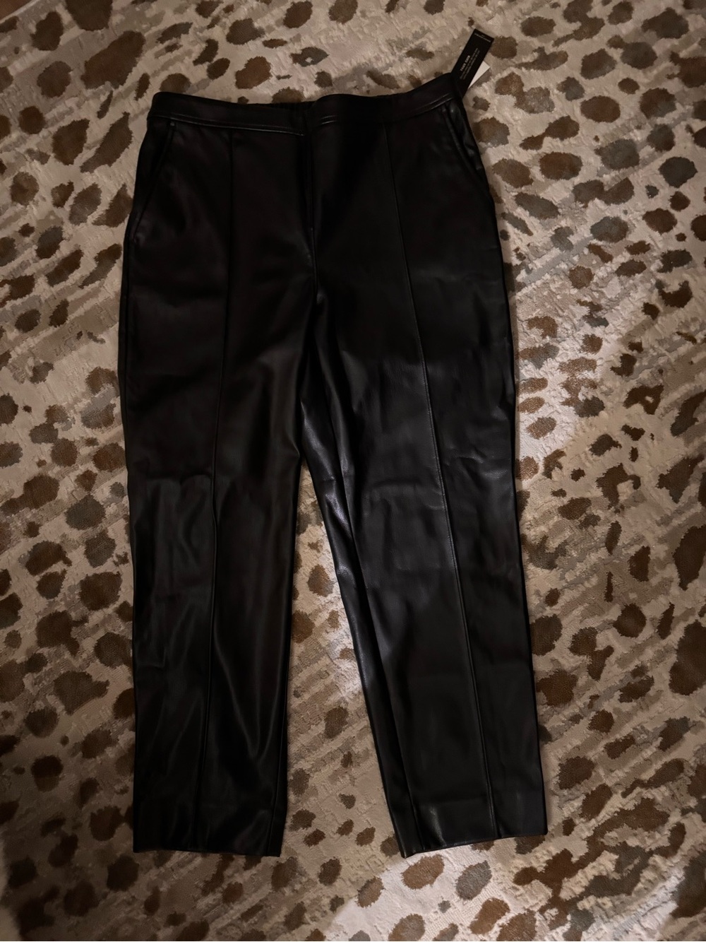 Banana Republic Black Faux Leather Straight Pants